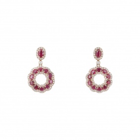 Rose Gold Diamond And Ruby Earrings